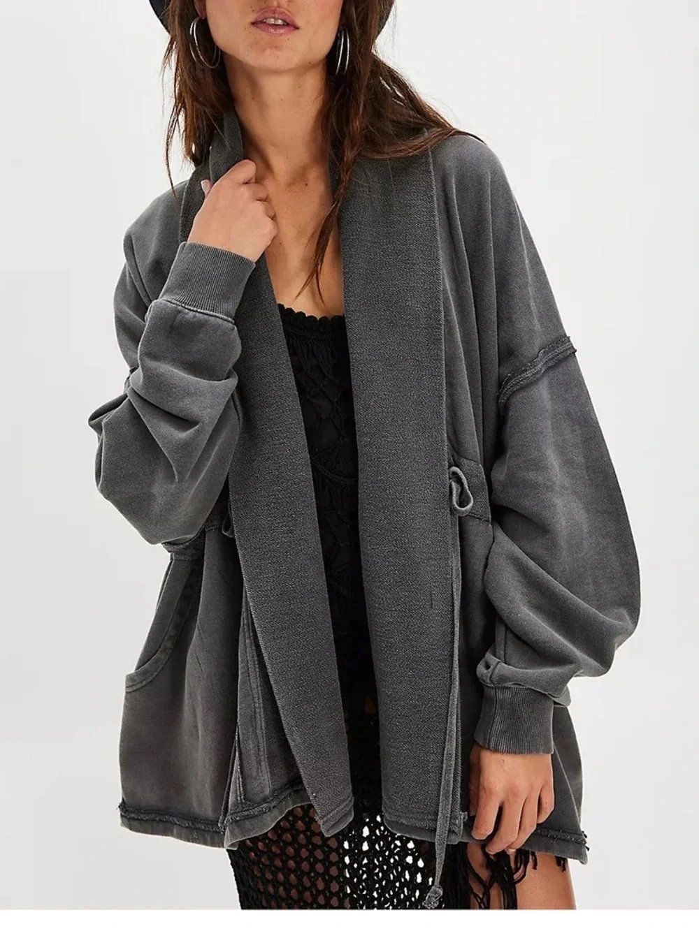 Free People Boothbay Sweatshirt Jacket Cardi Top sz L